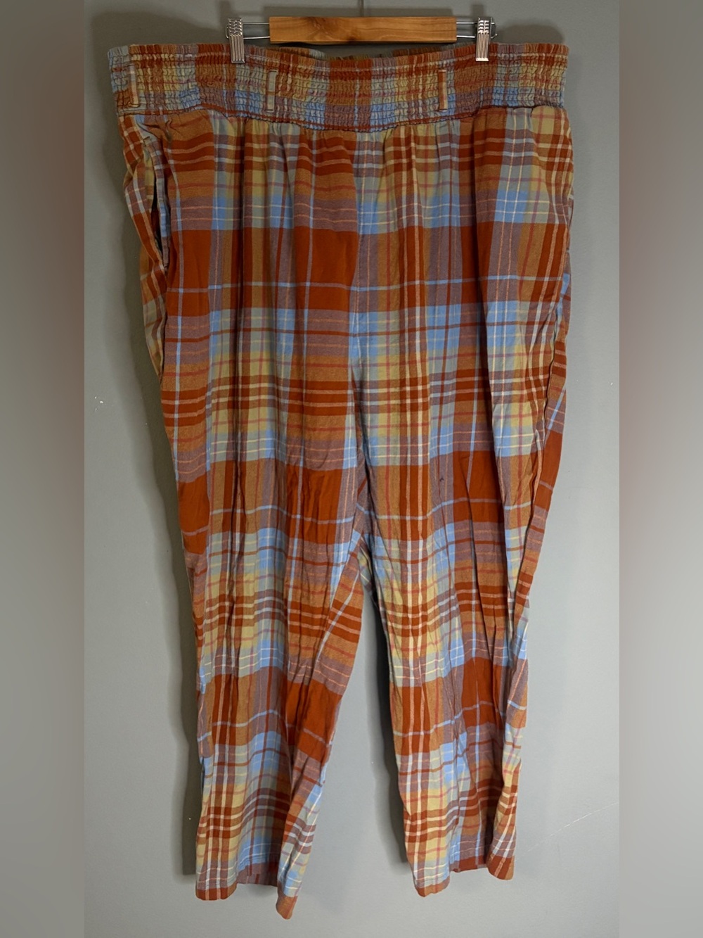 Lucy & Yak Orange, Blue & Cream Plaid Trousers